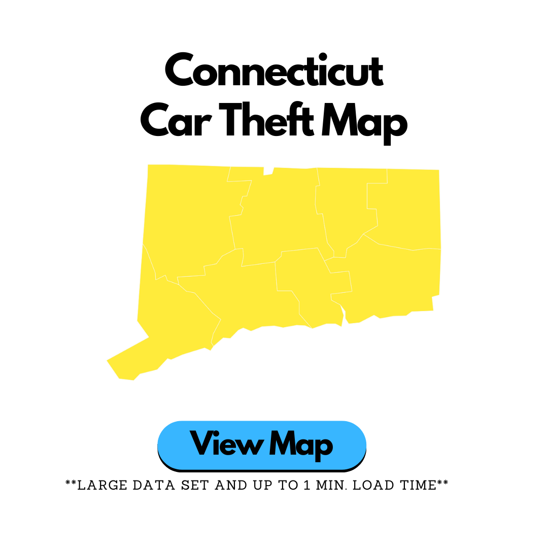 Connecticut Car Theft Rate Heat Map By County