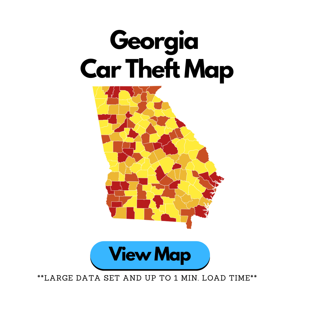 Georgia Car Theft Rate Heat Map By County