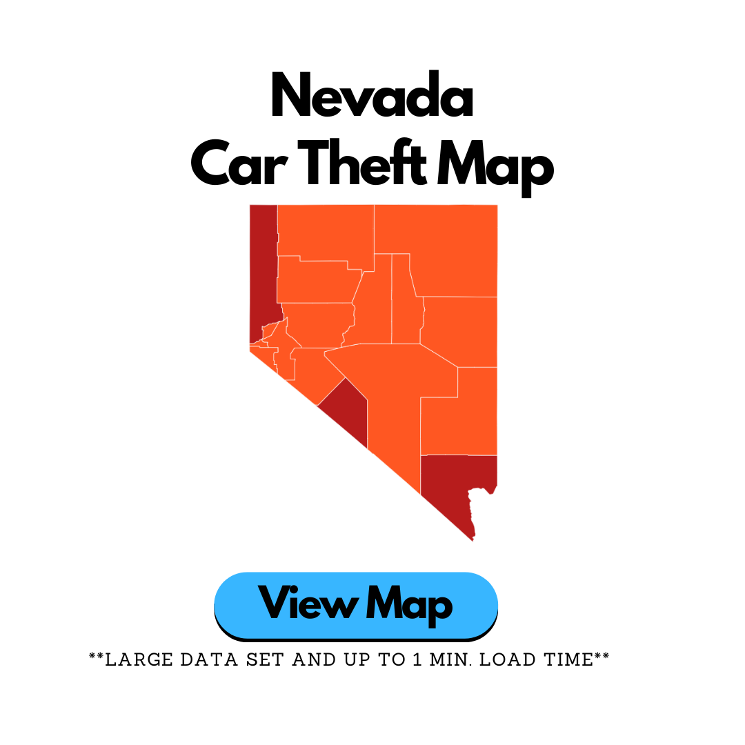 Nevada Car Theft Rate Heat Map By County
