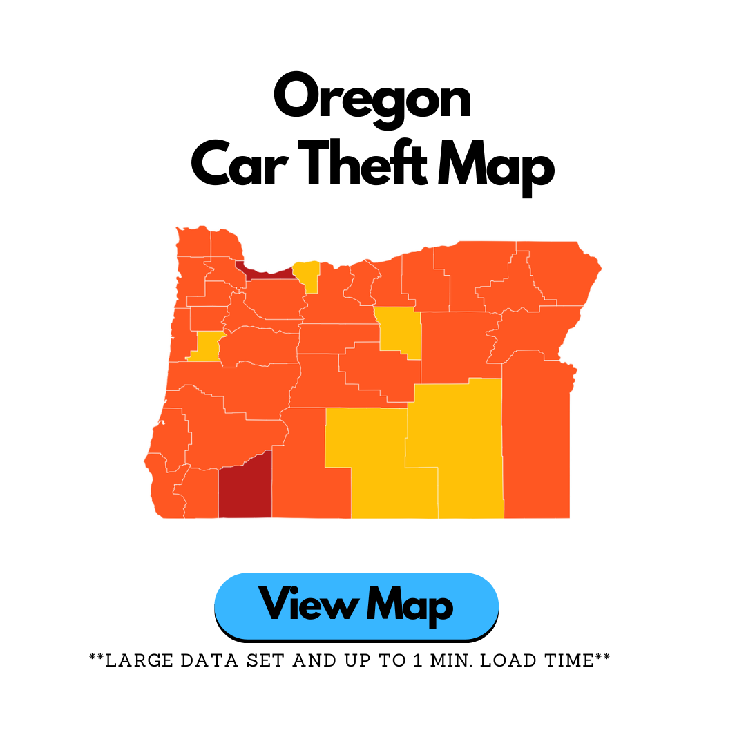 Oregon Car Theft Rate Heat Map By County