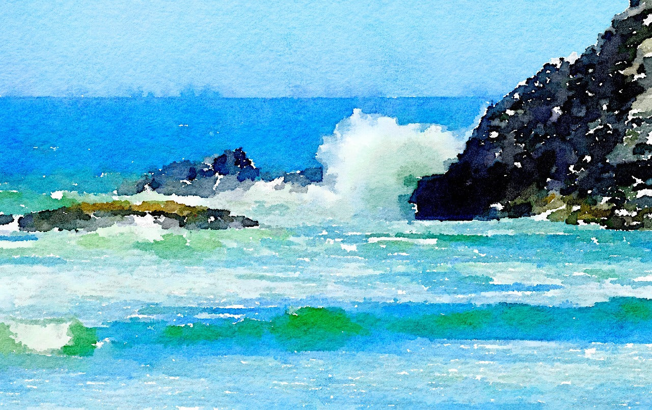 watercolor on paper, california, coast-1491510.jpg