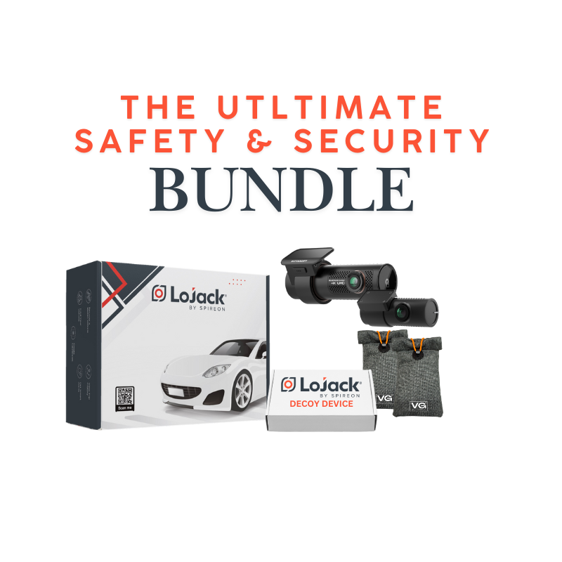 The Ultimate Car Safety & Security Solution (LoJack + LoJack Decoy + BlackVue 4K Dashcam + 2 Faraday Bags)